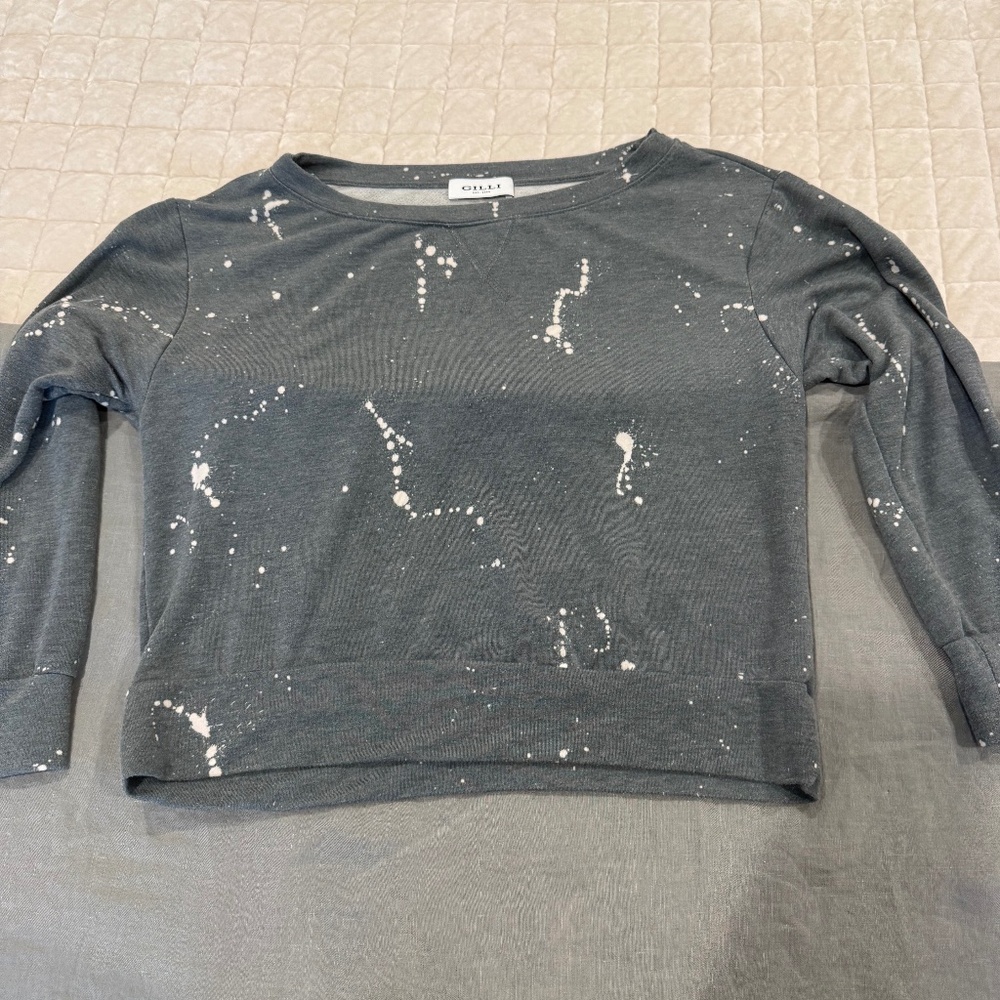 Gilli Grey Paint Splatter Long Sleeve Sweatshirt Top